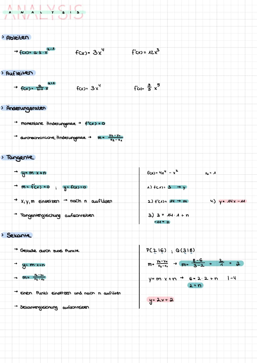 Analysis Formeln