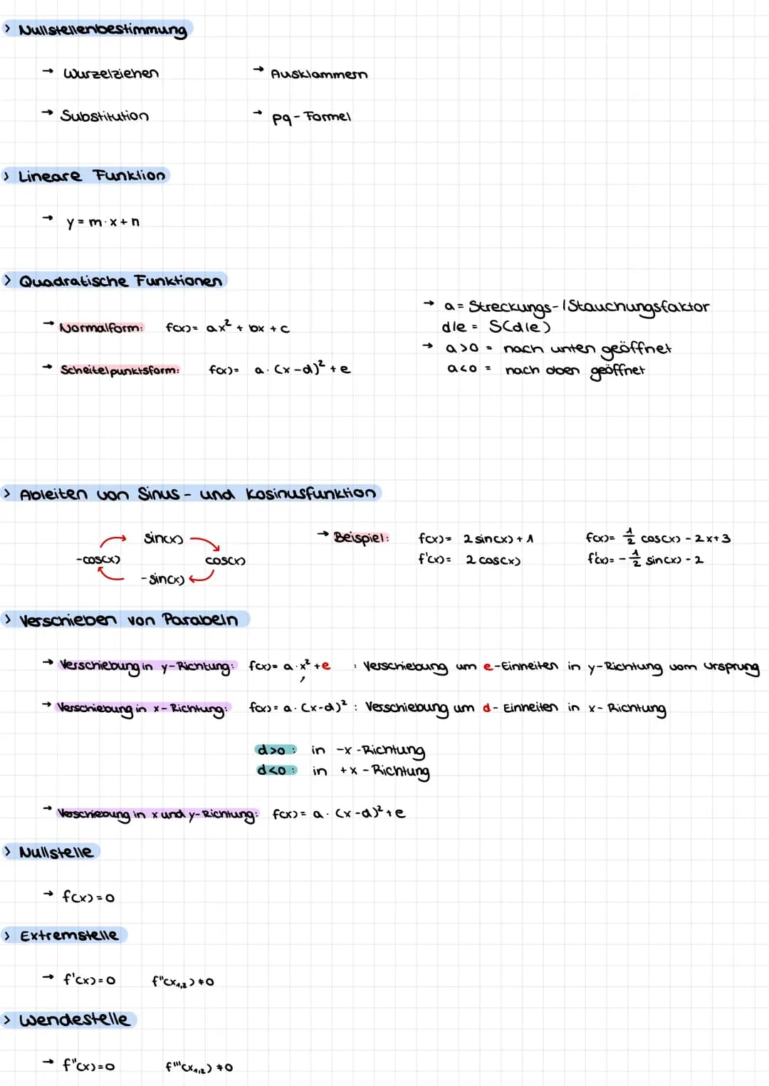 > Ableiten
N
> Aufleiten
→ fcx)= a.k.x
->>
A L
› Änderungsraten
→ f(x) = K+A X
->
> Tangente
-
· y = m. x +
-> momentane Änderungsrate f'(x)