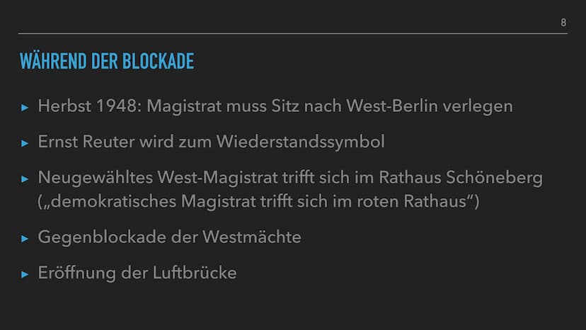 1945 1961 1. PHASES KALTEN KRIEGES
NE BERLI
VON LUKAS UND SEMIN
BLOCKADE INHALTSVERZEICHNIS
▸ Einordnung in den Verlauf des Kalten Krieges
▸
