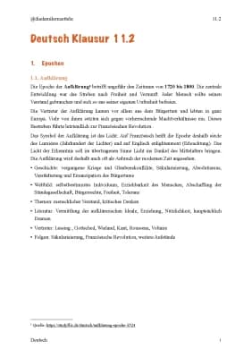 Know Deutsch Klausur 11.2., Epikanalyse, Epochen, Erörterung und Stilmittel  thumbnail
