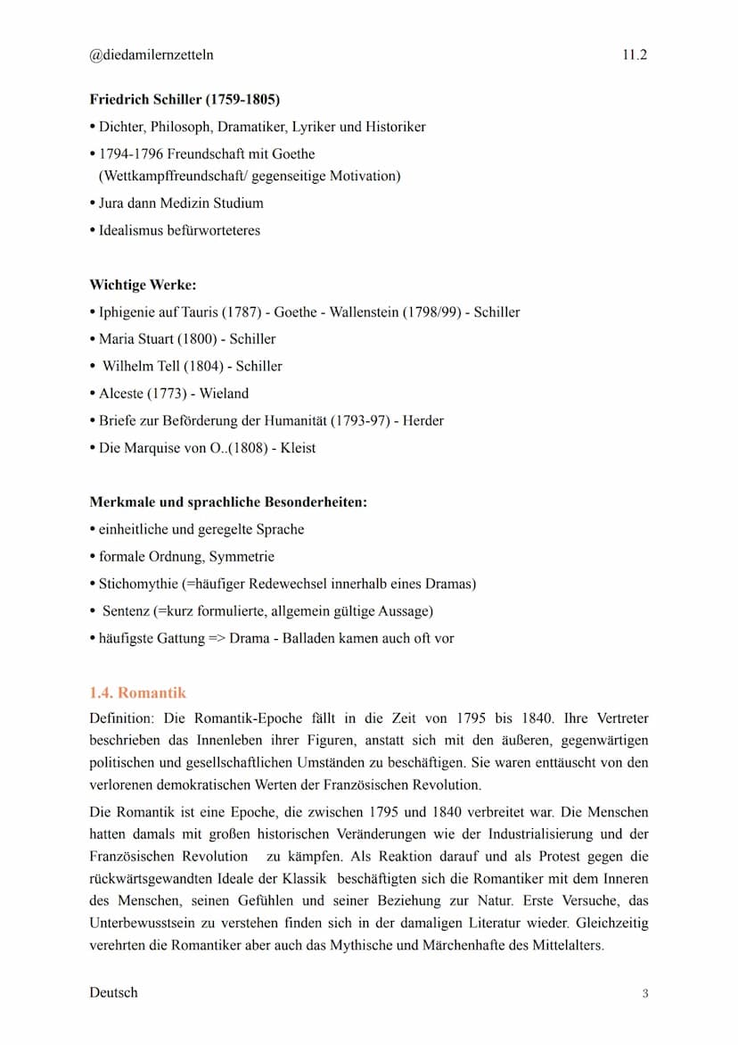 @diedamilernzetteln
Deutsch Klausur 11.2
1. Epochen
1.1. Aufklärung
Die Epoche der Aufklärung¹ betrifft ungefähr den Zeitraum von 1720 bis 1