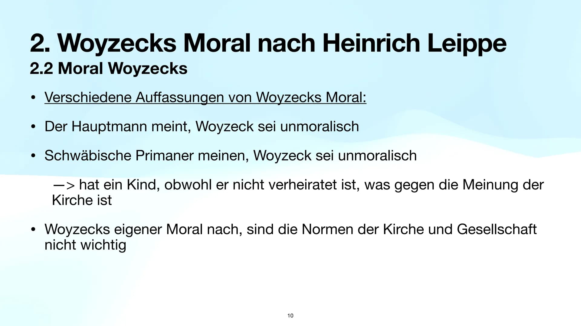 Präsentationsleistung
Woyzeck
1 Gliederung
1. Einleitung
1.1 Vorstellung der Aufgaben
1.2 Handlung des Dramas ,,Woyzeck"
1.3 Definition des 