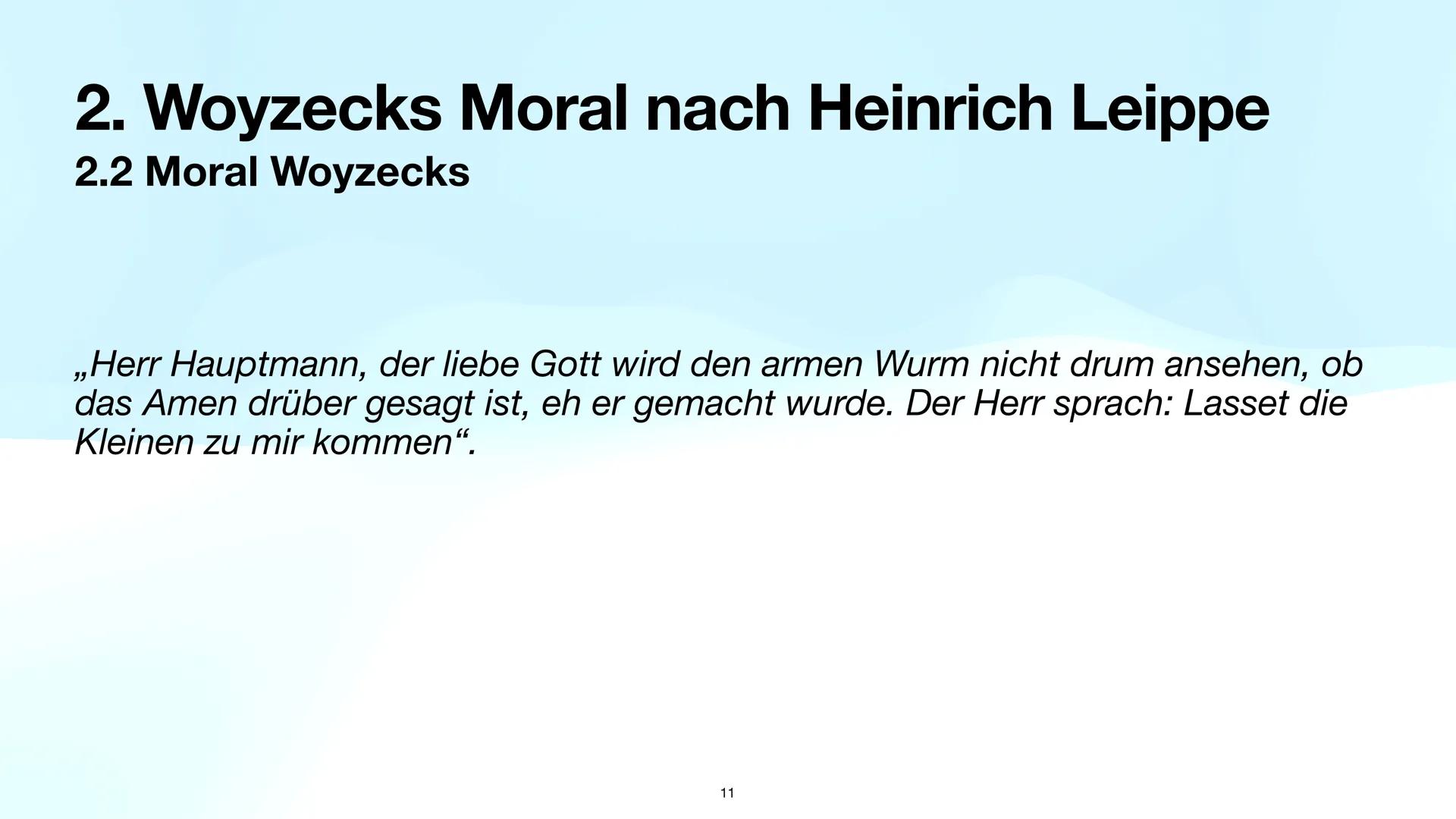 Präsentationsleistung
Woyzeck
1 Gliederung
1. Einleitung
1.1 Vorstellung der Aufgaben
1.2 Handlung des Dramas ,,Woyzeck"
1.3 Definition des 