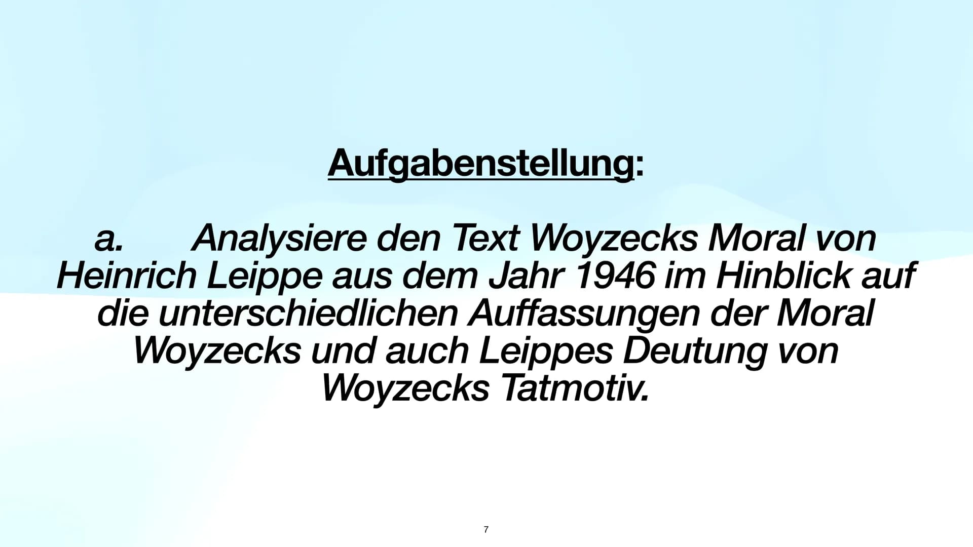 Präsentationsleistung
Woyzeck
1 Gliederung
1. Einleitung
1.1 Vorstellung der Aufgaben
1.2 Handlung des Dramas ,,Woyzeck"
1.3 Definition des 