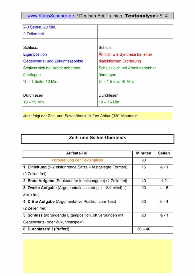 www.KlausSchenck.de / Deutsch-Abi-Training: Textanalyse / S. 1
Textanalyse (Aufgabe V)
Aus meiner Sicht ist die Textanalyse die einfachste A