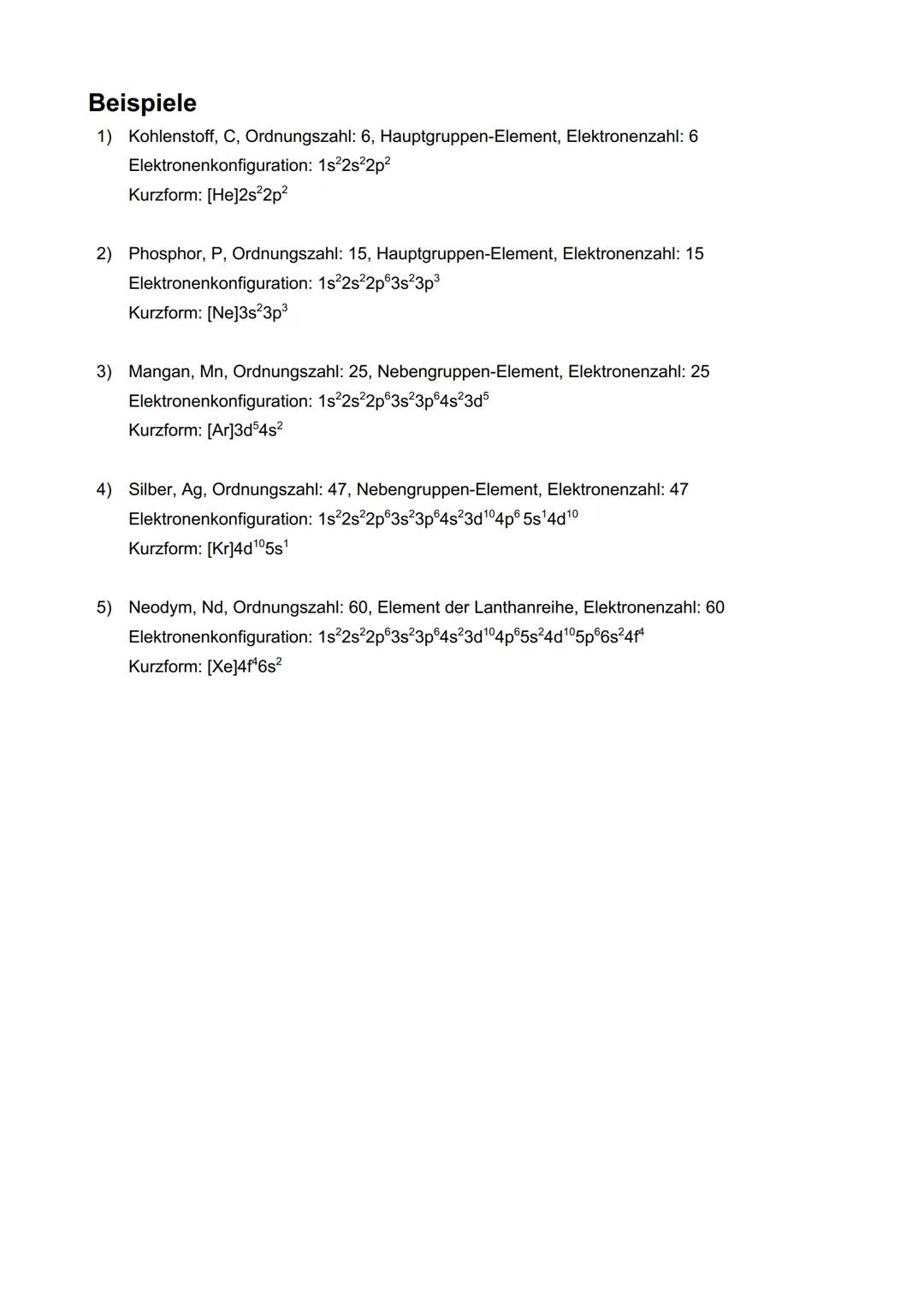 Chemie: Elektronenkonfiguration
Definition
Zum besseren Verständnis des Aufbaus der Atome gibt es in der Chemie verschiedene Modelle,
beispi