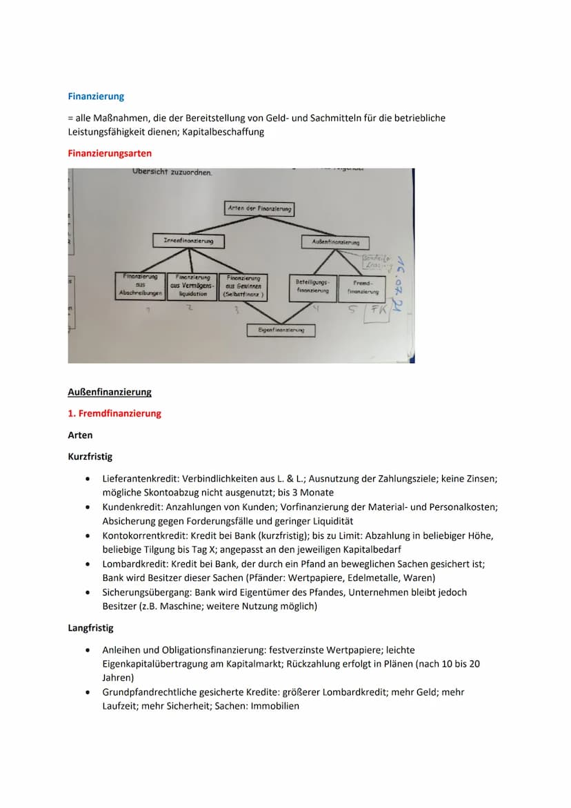 Investition und Finanzierung
In der Bilanz:
●
Vermögen = Mittelverwendung -> Investition
Kapital Mittelherkunft -> Finanzierung
Investition

