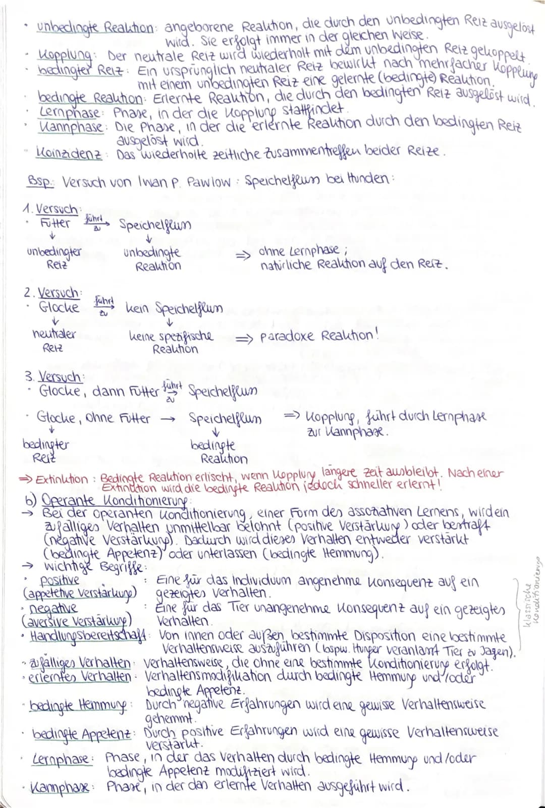 5 Lernformen:
1) Allgemeine Definitionen:
Lernen zeigt sich in einer dauerhaften Verhaltensänderung, die nach wiederholter
Reizsituation auf