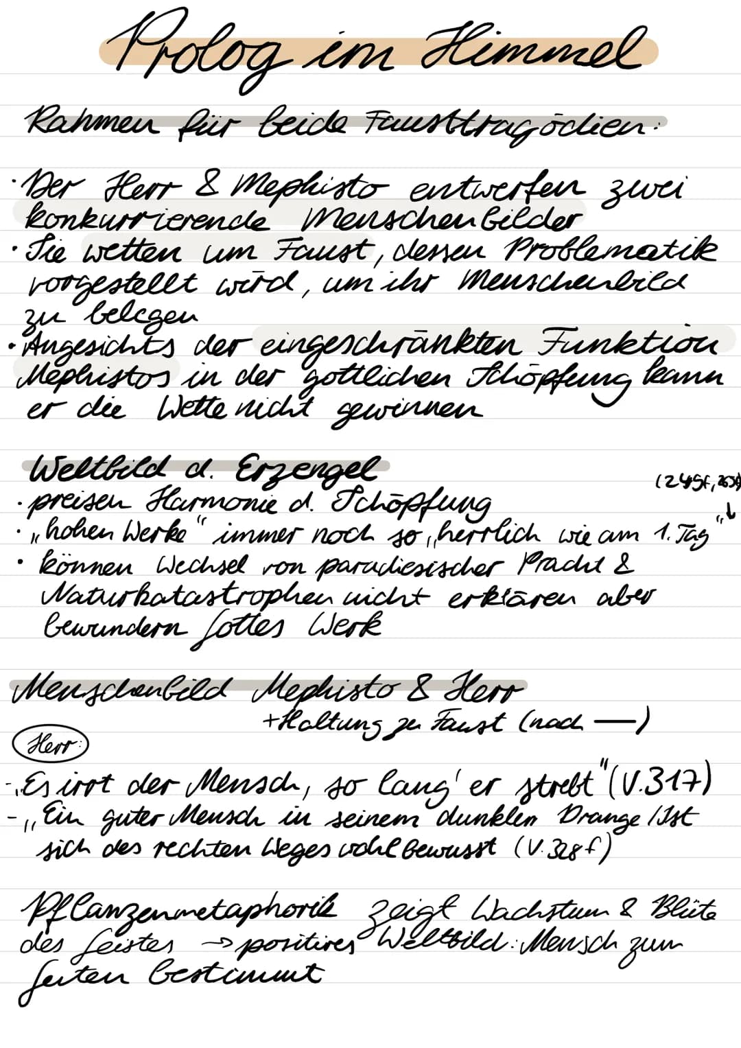 ·Der Herr & Mephisto entwerfen zwei
konkurrierende Menschen bilder
Sie wetten um Faust, dessen Problematik
vorgestellt wird, um ihr menschen