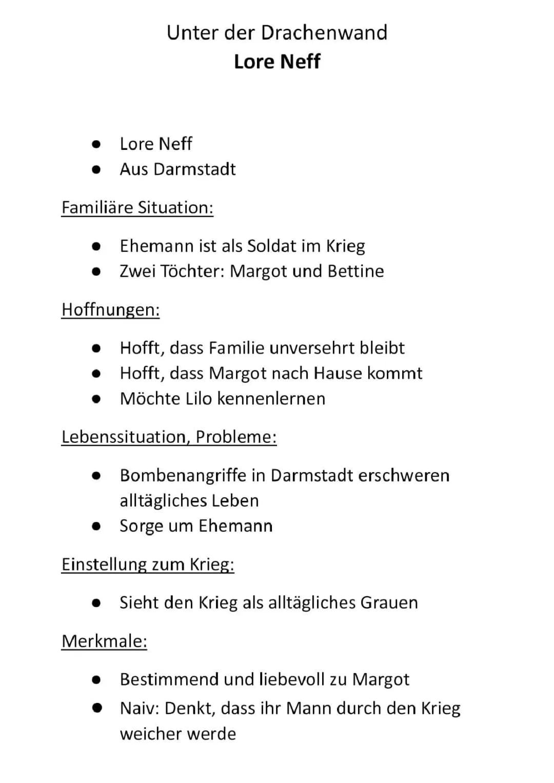 Unter der Drachenwand Charaktere und Zusammenfassung