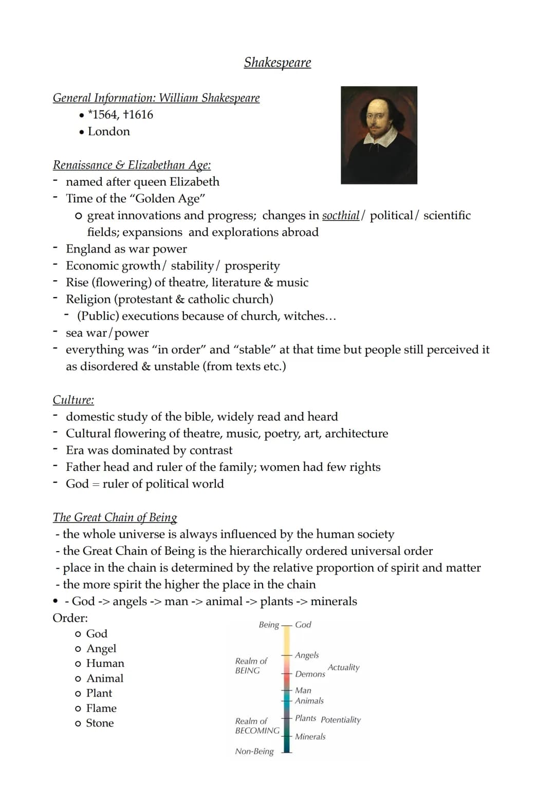 General Information: William Shakespeare
● *1564, +1616
London
Renaissance & Elizabethan Age:
named after queen Elizabeth
Time of the "Golde