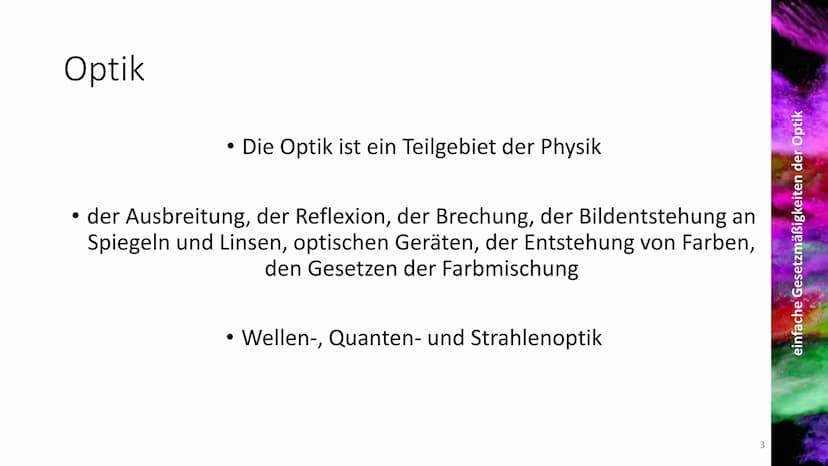 einfache Gesetzmäßigkeiten der Optik
im Fach
betreuende Lehrkraft
Schüler
1. Definition
besagt, dass sich Licht
geradlinig ausbreitet. Sie
e