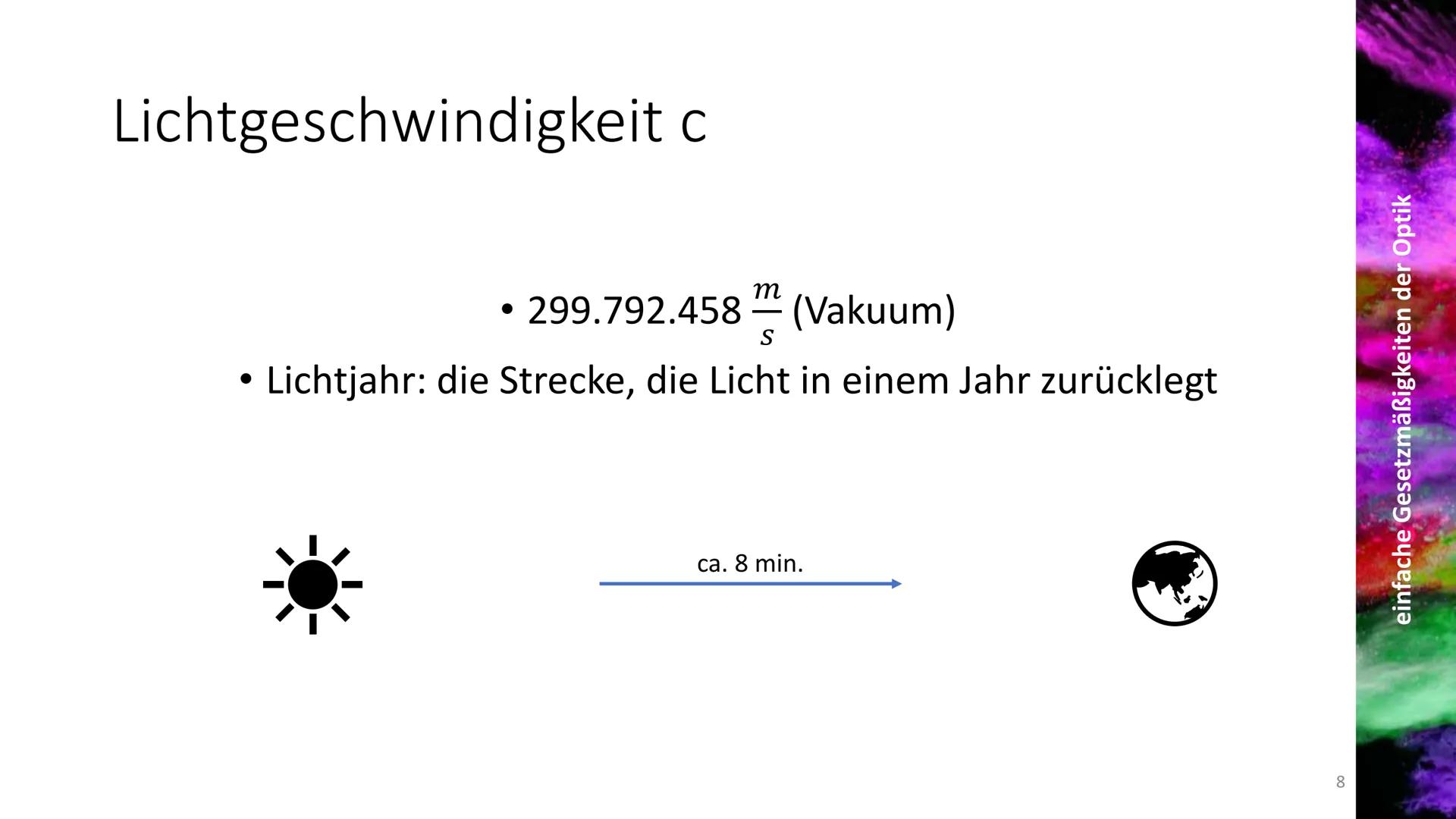 einfache Gesetzmäßigkeiten der Optik
im Fach
betreuende Lehrkraft
Schüler
1. Definition
besagt, dass sich Licht
geradlinig ausbreitet. Sie
e