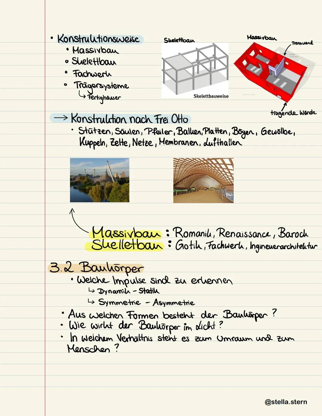 3.3 Fassade
• Wie ist die Fassade gestaltet
• konvexe Formen = hervortretend
• konkave Formen = zurüchspringend
Gesims, Balkon
●
3.4 Innenra