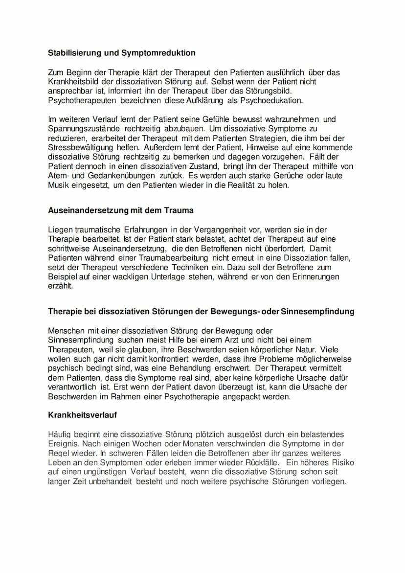Dissoziative Störung
Dissoziative Störung ist ein Oberbegriff für eine Reihe psychischer Krankheitsbilder.
Die Betroffenen regieren auf sehr