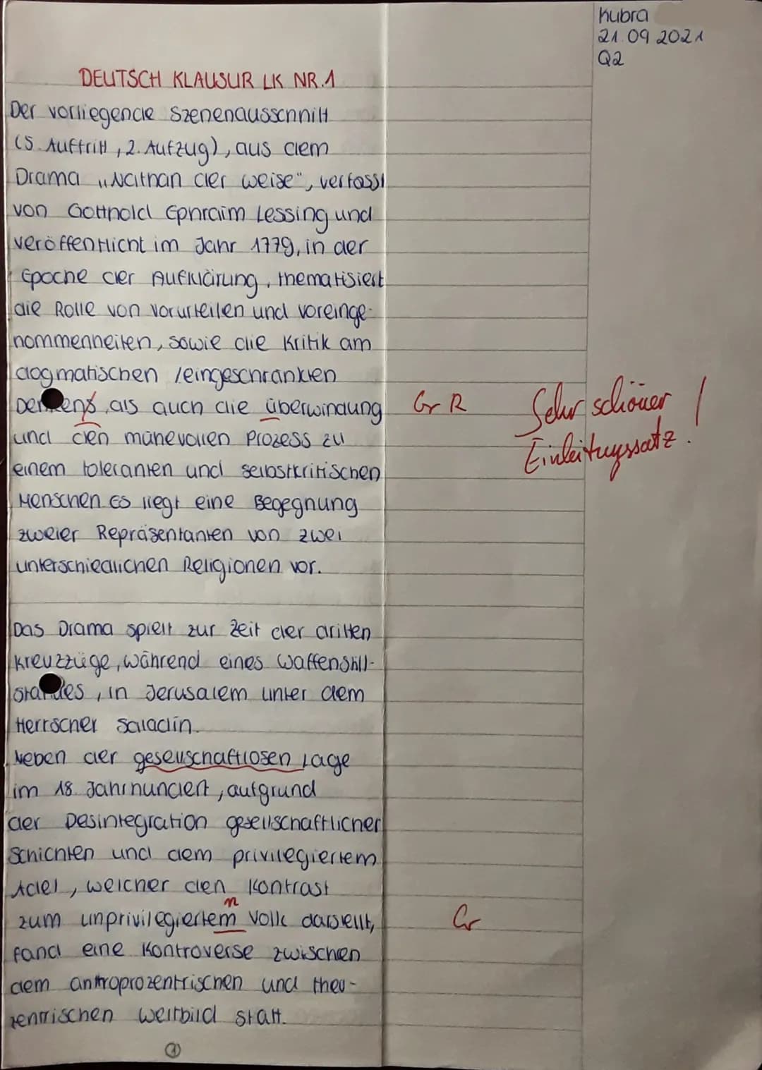 hartnäckig. Er gibt nicht auf.
(vgl. 2.1304f.) Nun folgt die
thonfliktlösung. Nathan bielet
dem Tempelherrn eine Freund
Schaft" (Uge 2 130 u