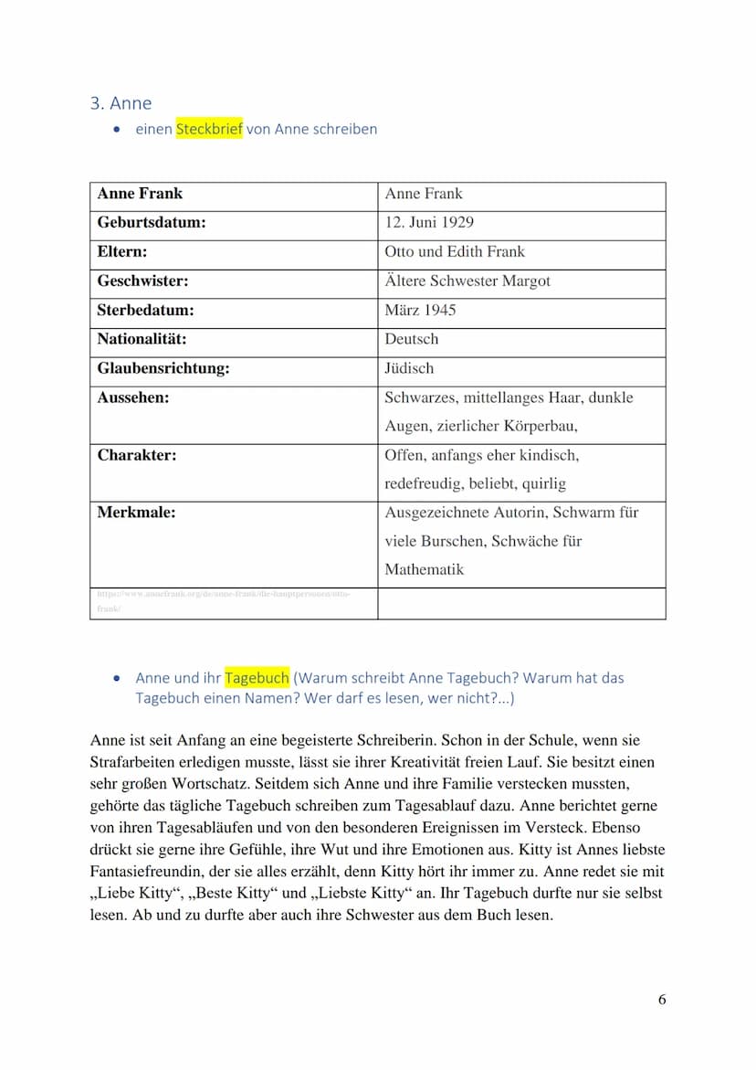 PORTFOLIO
ANNE FRANK 1. Das Versteck:..
Tagesablauf im Versteck zusammenstellen (4. bis 10.8.43).
Regeln im Versteck aufschreiben (siehe 17.
