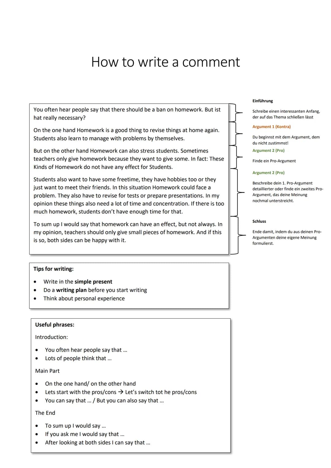 You often hear people say that there should be a ban on homework. But ist
hat really necessary?
On the one hand Homework is a good thing to 