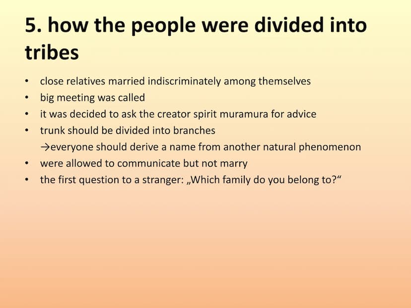Dreaming - The Aborigines
presentation by:
Lisa, Heidi, Luise,
Emma and Celine
Aboriginal Dreamtime structure:
1. dreamtime
2. creation myth
