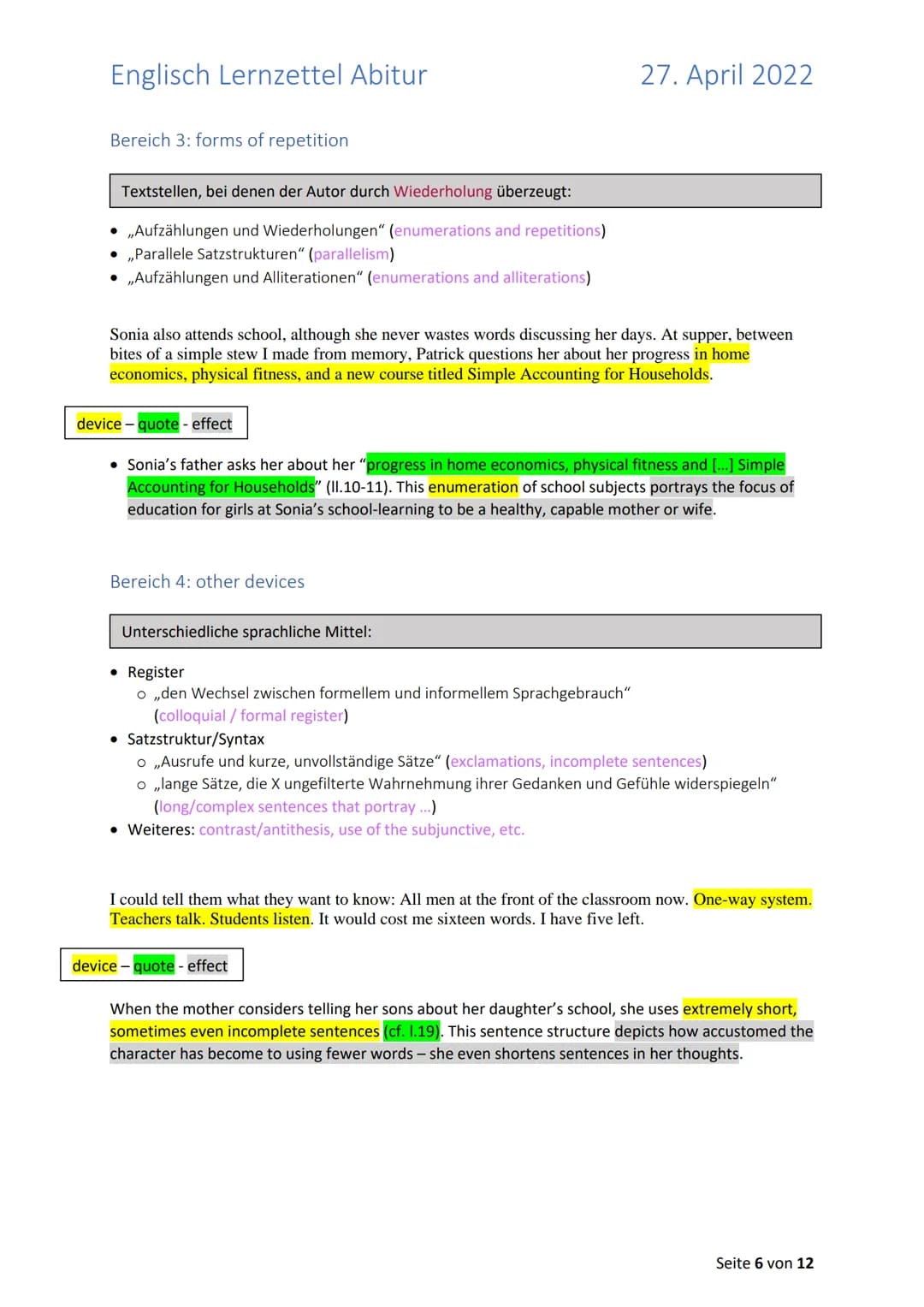 Englisch Lernzettel Abitur
Inhalt
Allgemeines zum Abitur 2022 in Englisch (LK)
1. Aufgabenstellungen + ,,Operatoren"
1.2. Unterschied "Discu