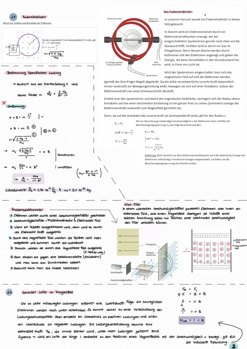 PHYSIK KLAUSUR
2.2
2.3
Lorentzkraft
3.g.v
Befindet sich ein Stromdurchflossener
Leiter in einem Magnetfeld, wirkt auf
dem Leiter eine Kraft.