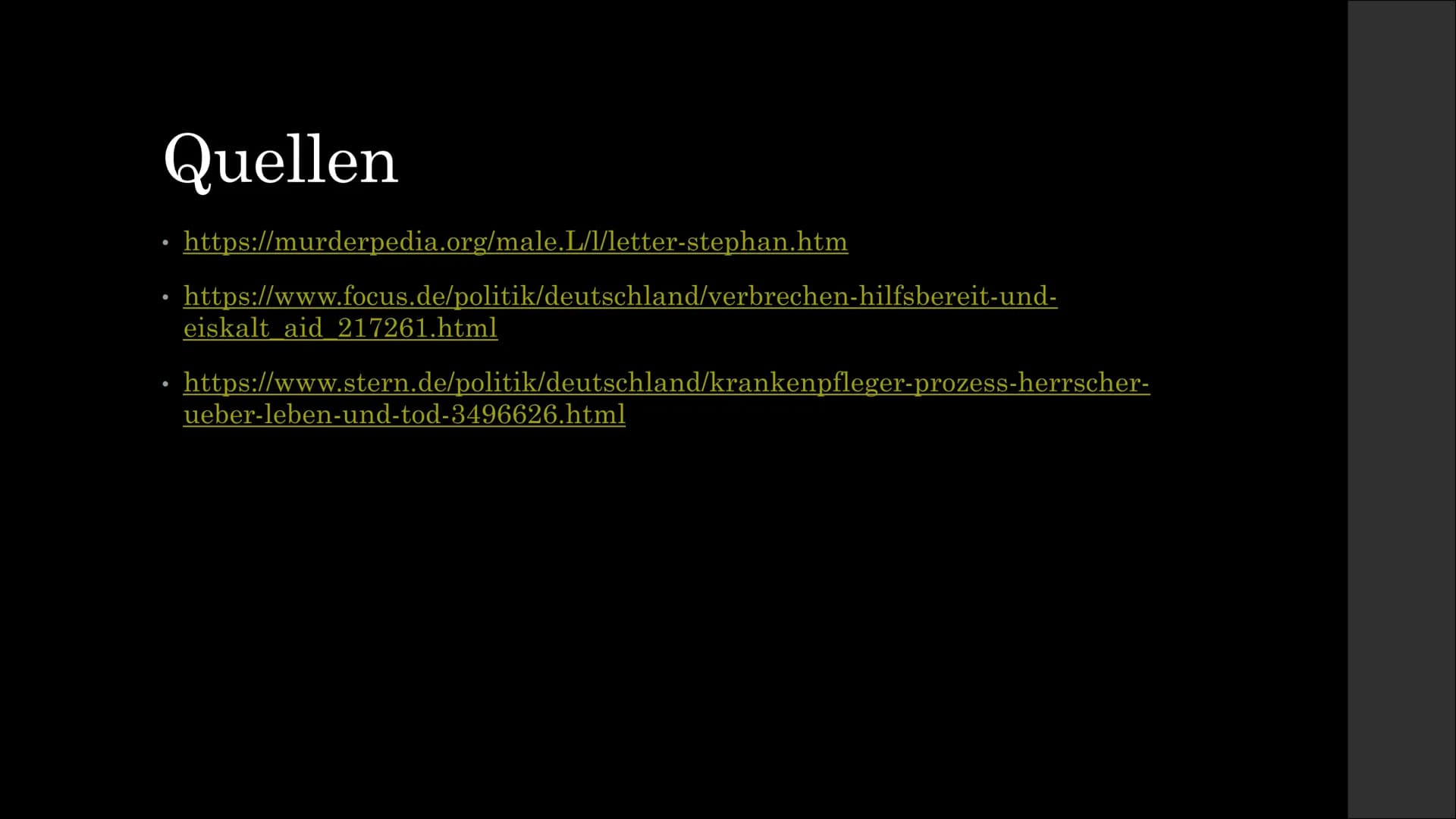 Stephan Letter
"Todesengel von Sonthofen" Letter und seine Taten:
• Krankenpfleger tätigte 29 Morde von 2003 - 2004
●
Männer und Frauen alle