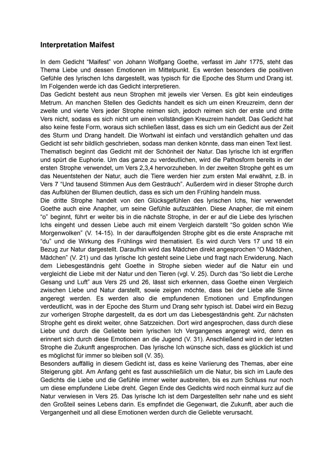 Analyse Maifest Goethe
