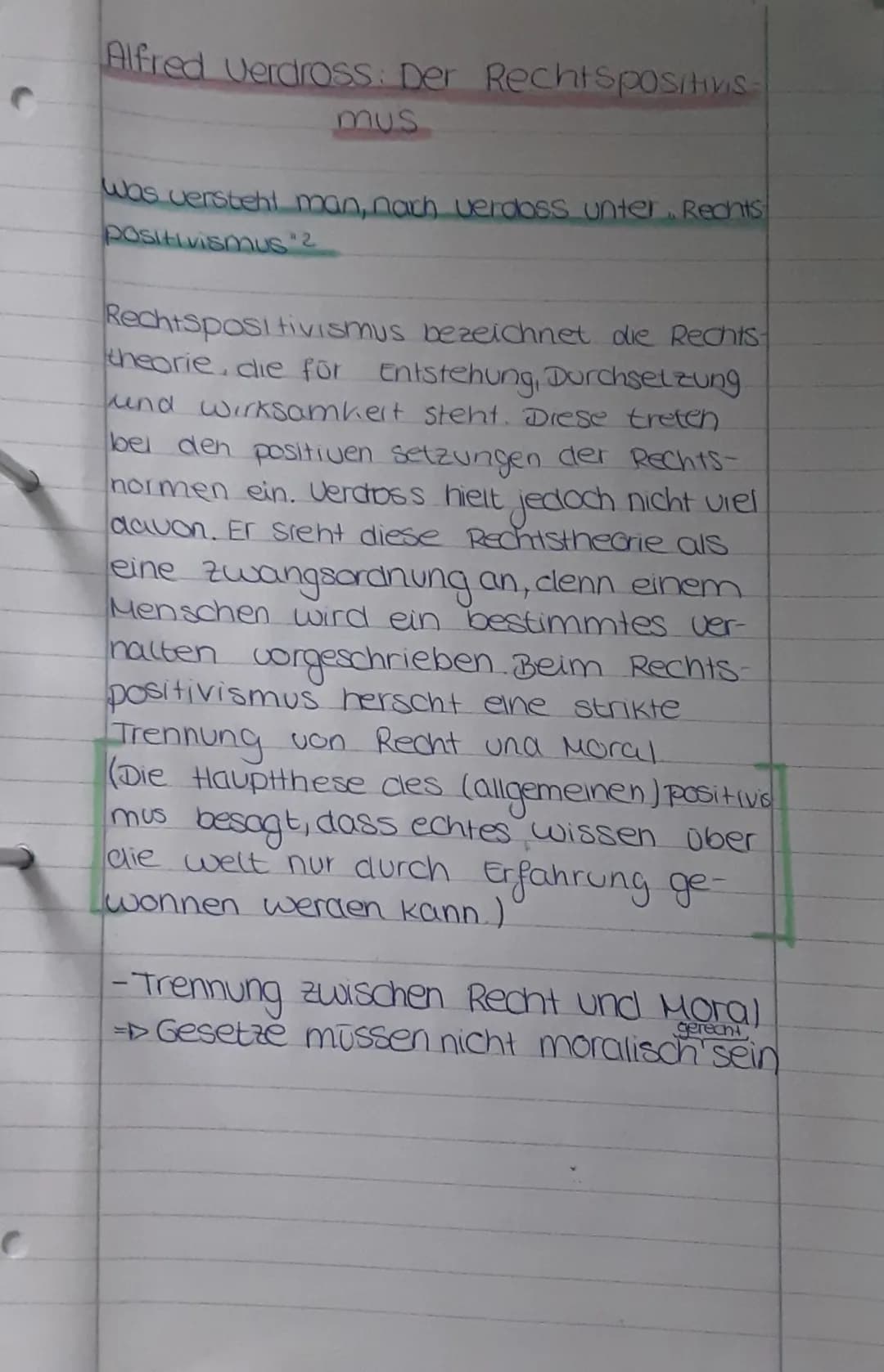 Alfred Verdross: Der Rechtspositivis
mus
was versteht man, nach verdoss unter Rechts
positivismus"2
Rechtspositivismus bezeichnet die Rechts
