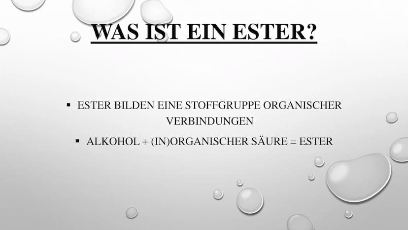EINE NEUE STOFFGRUPPE –
DIE ESTER
CHEMIE GFS
VON TAMARA FUHR 10B GLIEDERUNG
✓ WER HAT ESTER ENTDECKT?
✓ WAS IST EIN ESTER?
✓ EIGENSCHAFTEN V