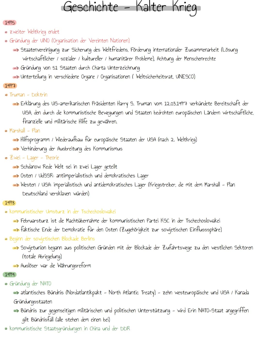 1945
- zweiter Weltkrieg endet
Gründung der UNO (Organisation der Vereinten Nationen)
-> Staatenvereinigung zur Sicherung des Weltfriedens, 