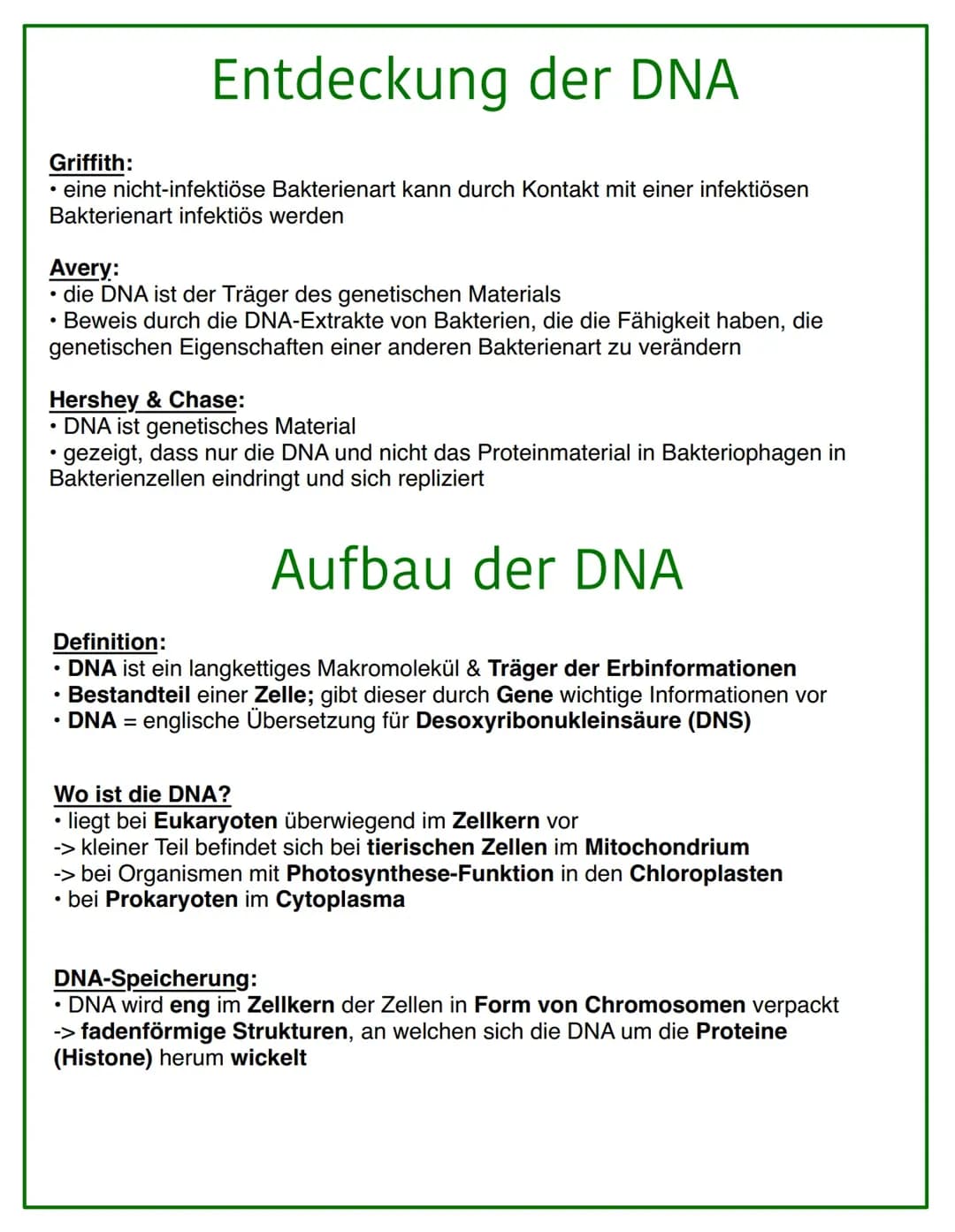 DNA, Transkription, Translation, Replikation 