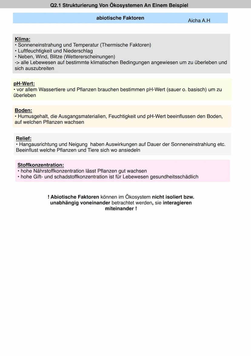 Q2.1 Strukturierung Von Ökosystemen An Einem
Beispiel
Aicha A.H Definition:
Q2.1 Strukturierung Von Ökosystemen An Einem Beispiel
abiotische