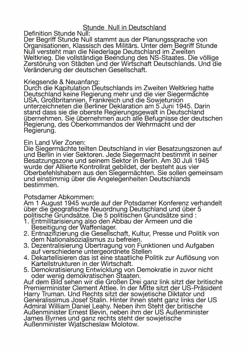 Stunde Null in Deutschland
Definition Stunde Null:
Der Begriff Stunde Null stammt aus der Planungssprache von
Organisationen, Klassisch des 