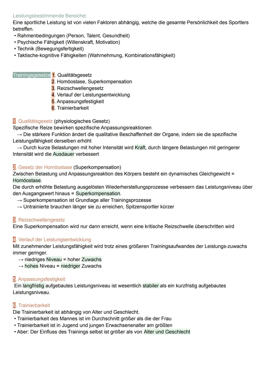 Training: Planmäßige, systematische, langfristige und zielgerichtete Leistungssteigerung.
Ziele: • Erhaltung des individuellen Leistungsnive