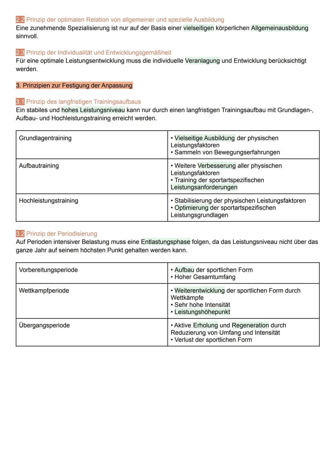 Training: Planmäßige, systematische, langfristige und zielgerichtete Leistungssteigerung.
Ziele: • Erhaltung des individuellen Leistungsnive