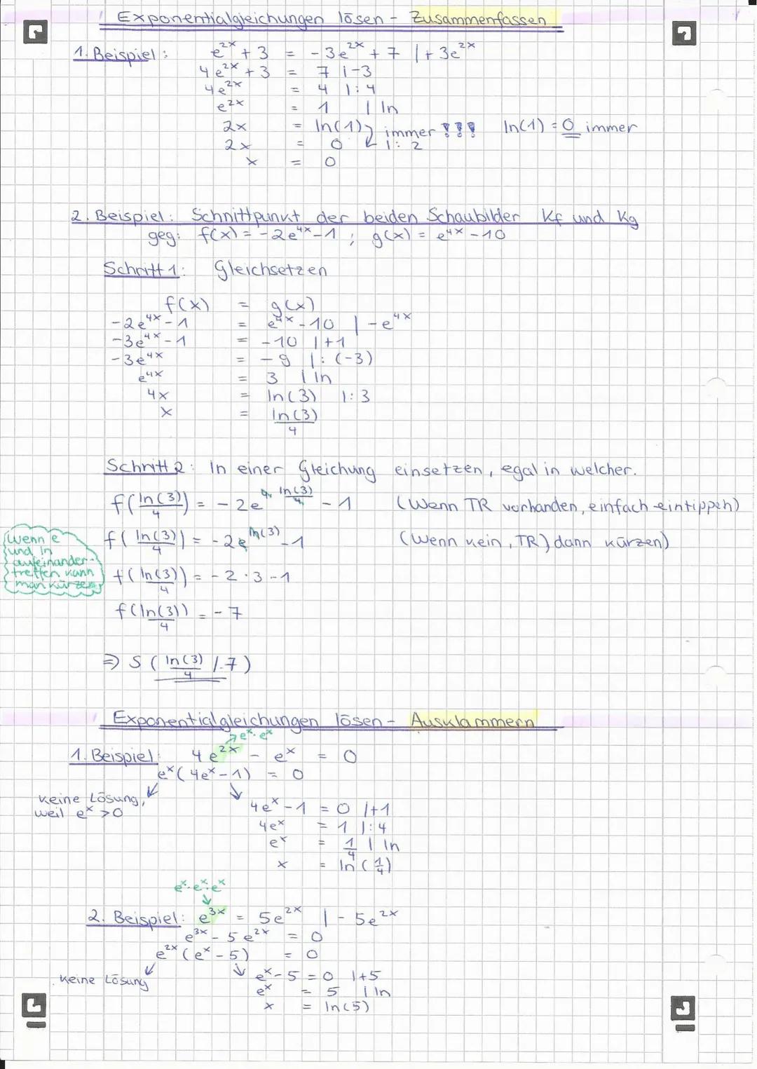 nur
ungevehet
L
Analysis:
ex.
· E-Funktionen skizzieren
-5 -4-3-2-1
·3
4
-1
1
=L
waagrechte Asymptote
y = 0 (x-Achse)
1
1) Beispiel:
→0 für 