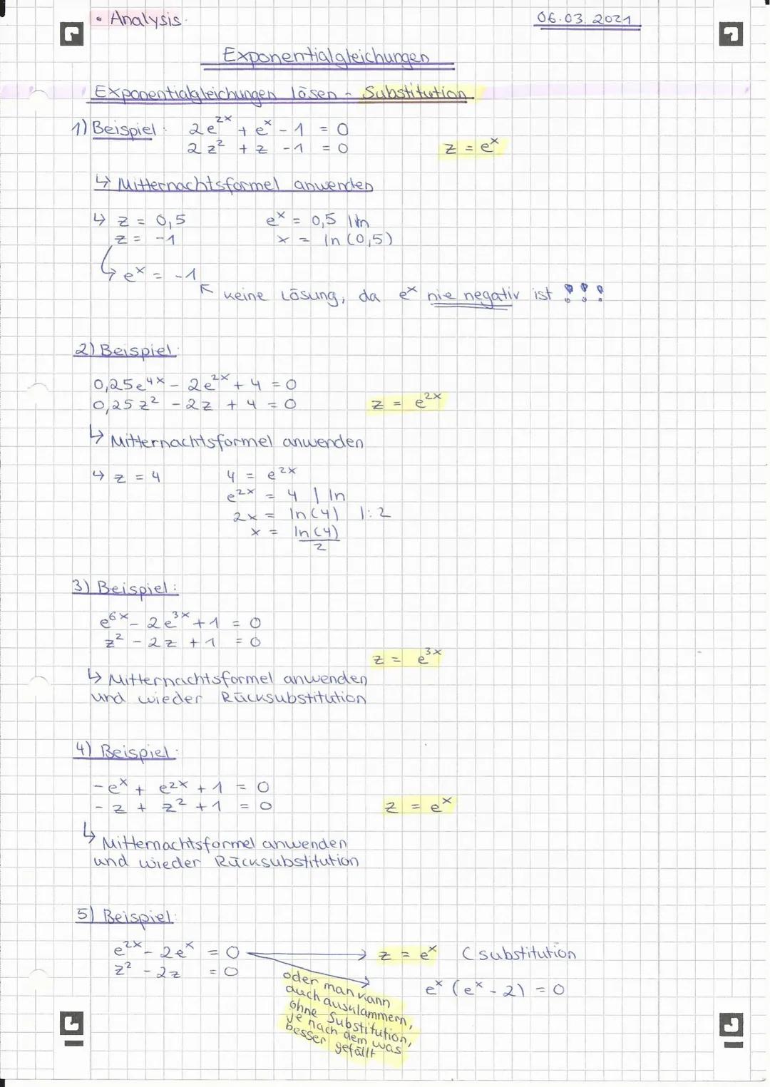nur
ungevehet
L
Analysis:
ex.
· E-Funktionen skizzieren
-5 -4-3-2-1
·3
4
-1
1
=L
waagrechte Asymptote
y = 0 (x-Achse)
1
1) Beispiel:
→0 für 