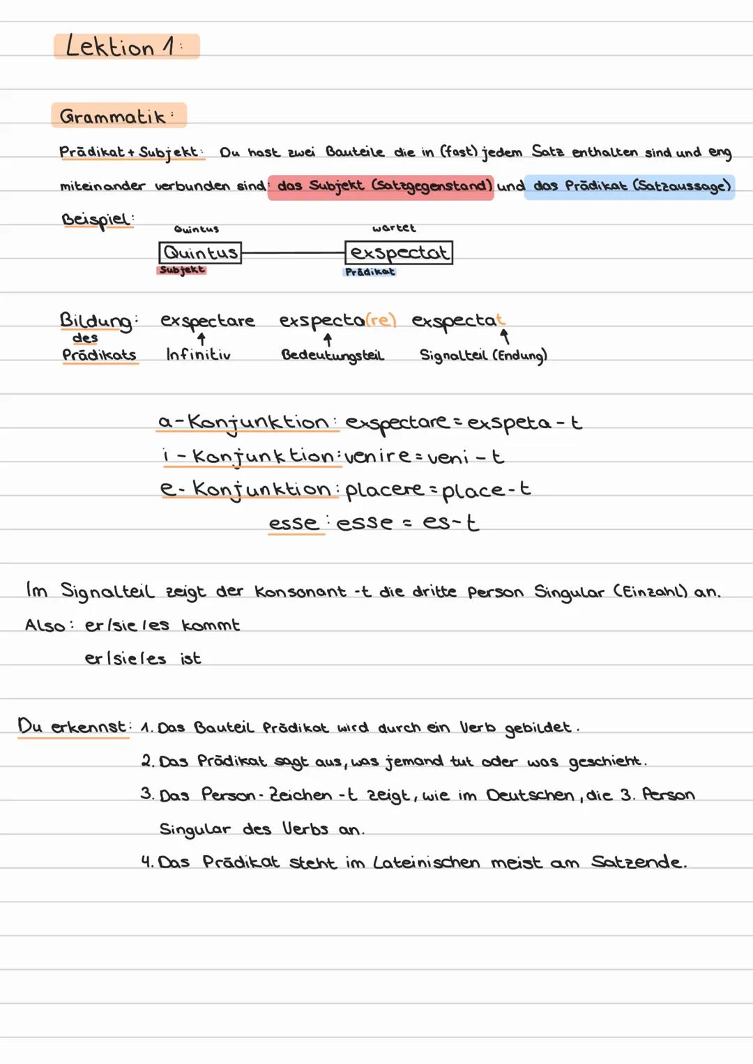 Lektion 1:
Grammatik:
Prädikat + Subjekt: Du hast zwei Bauteile die in (fast) jedem Satz enthalten sind und eng
miteinander verbunden sind d