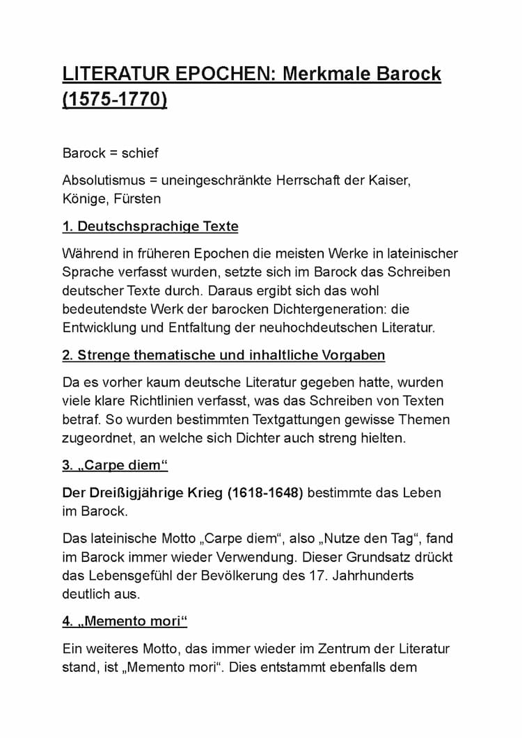 Know DEUTSCH: Epoche Barock Merkmale  thumbnail