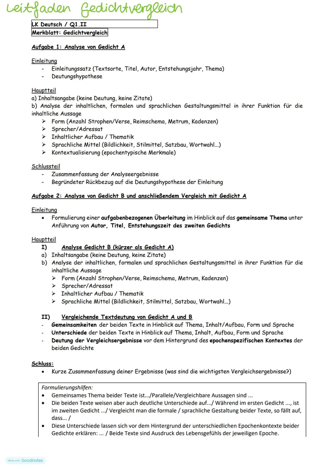 leitfaden gedichtsanalyse
LK Deutsch/ Q1.II
Einleitung:
•
•
Thema: Lyrik
Merkblatt Aufbau einer Gedichtanalyse
Du beginnst mit einem Einleit