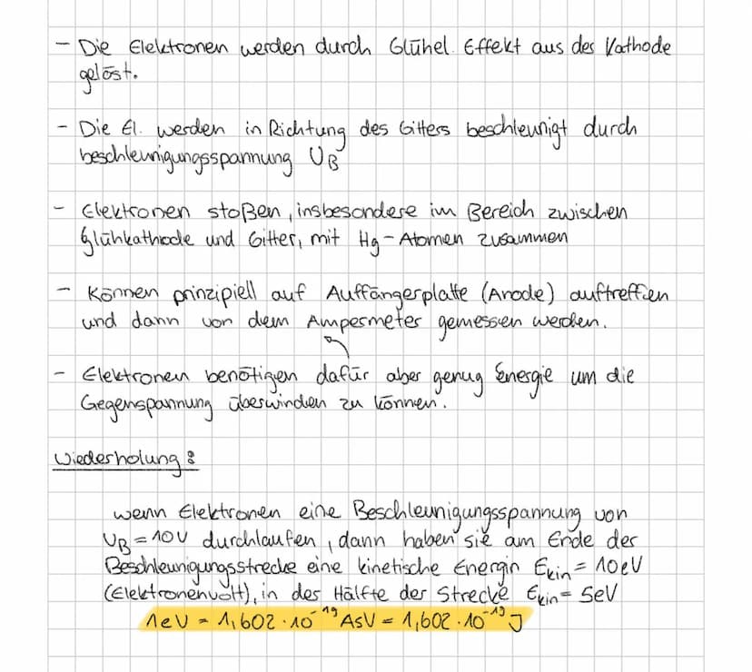 Franck-Hertz-Versuch
Experiment mit Quecksilber
Auffangerplatte
Gitter
Glühkathode
O
0
1
0
0
C
O
Он бv
(A
12
V
0
Heizspannung
Amperemeter (s