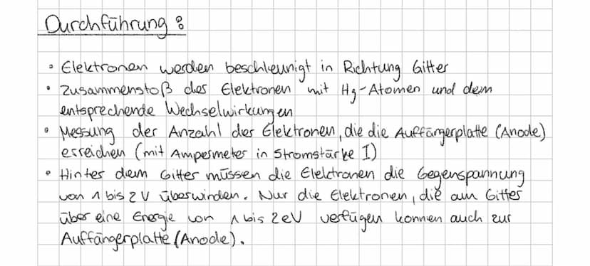 Franck-Hertz-Versuch
Experiment mit Quecksilber
Auffangerplatte
Gitter
Glühkathode
O
0
1
0
0
C
O
Он бv
(A
12
V
0
Heizspannung
Amperemeter (s