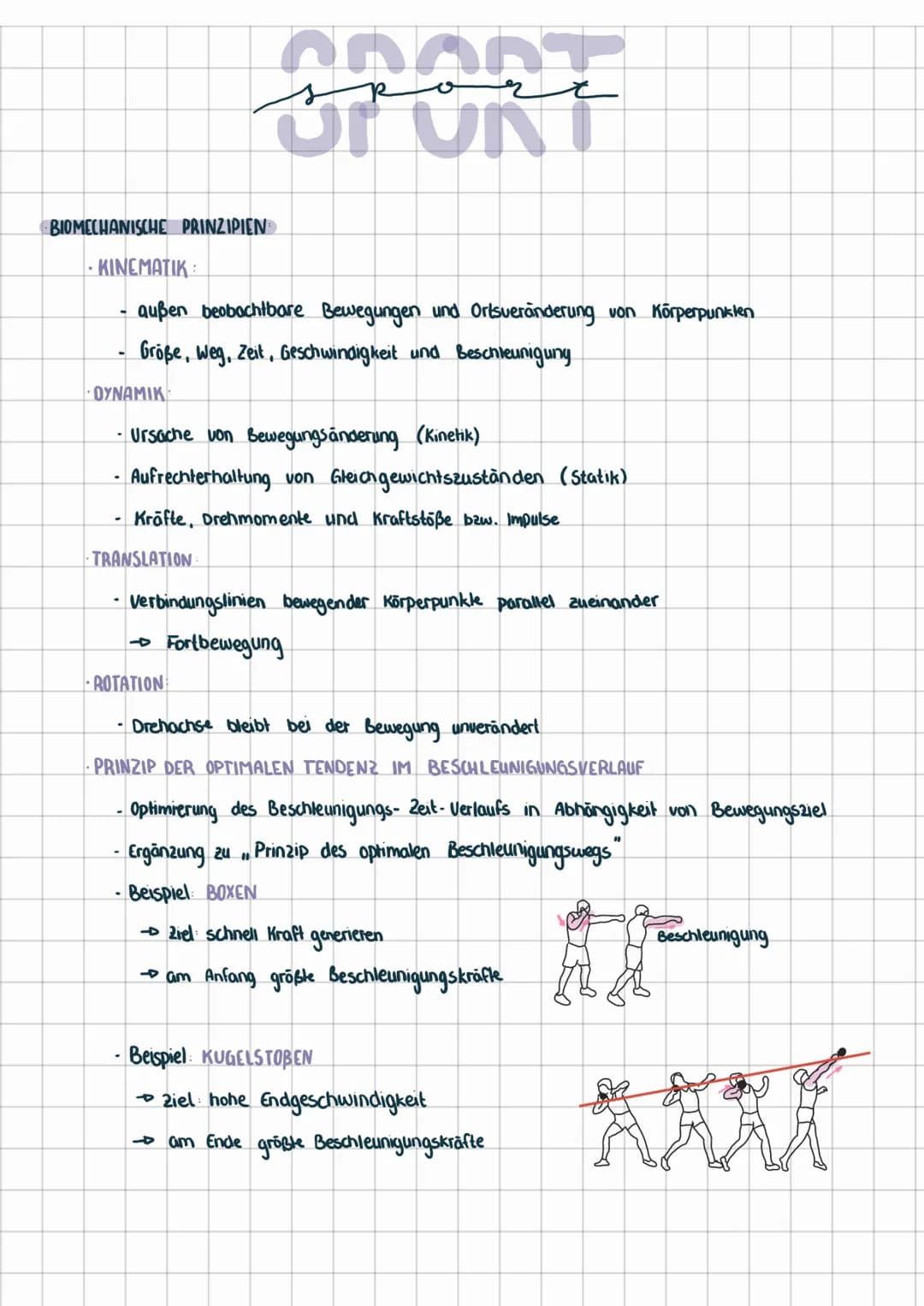 BIOMECHANISCHE PRINZIPIEN
OPORT
·KINEMATIK:
außen beobachtbare Bewegungen und Ortsveränderung von Körperpunkten
Größe, Weg, Zeit, Geschwindi