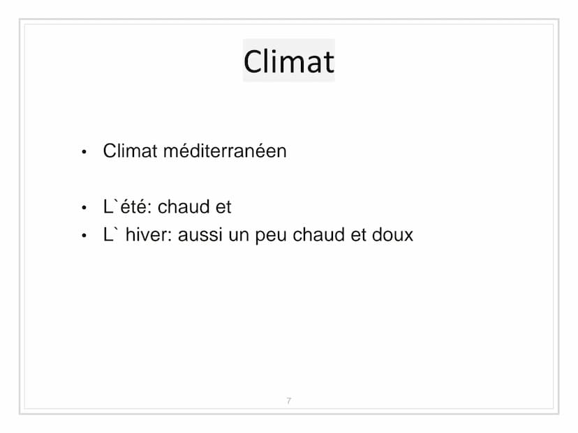 NICE-
France LA STRUCTURE.
I. Informations importantes
II. La carte du monde
III. Le climat
→ Des advantages
IV. À faire
V. Des monuments
VI