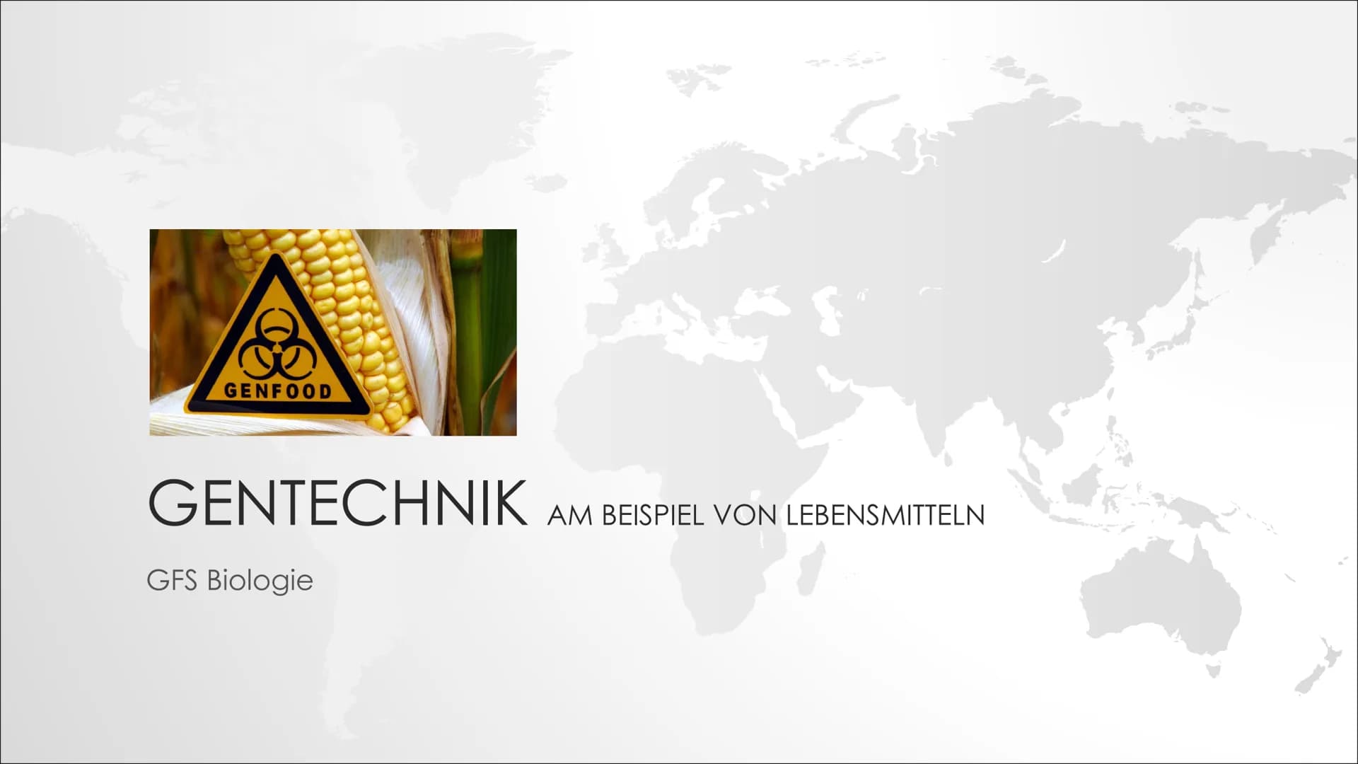 GENFOOD
GENTECHNIK
GFS Biologie
AM BEISPIEL VON LEBENSMITTELN INHALT
.
Definition
Arten von Gentechnik
Ziele der Gentechnik
Zeitliche Entwic