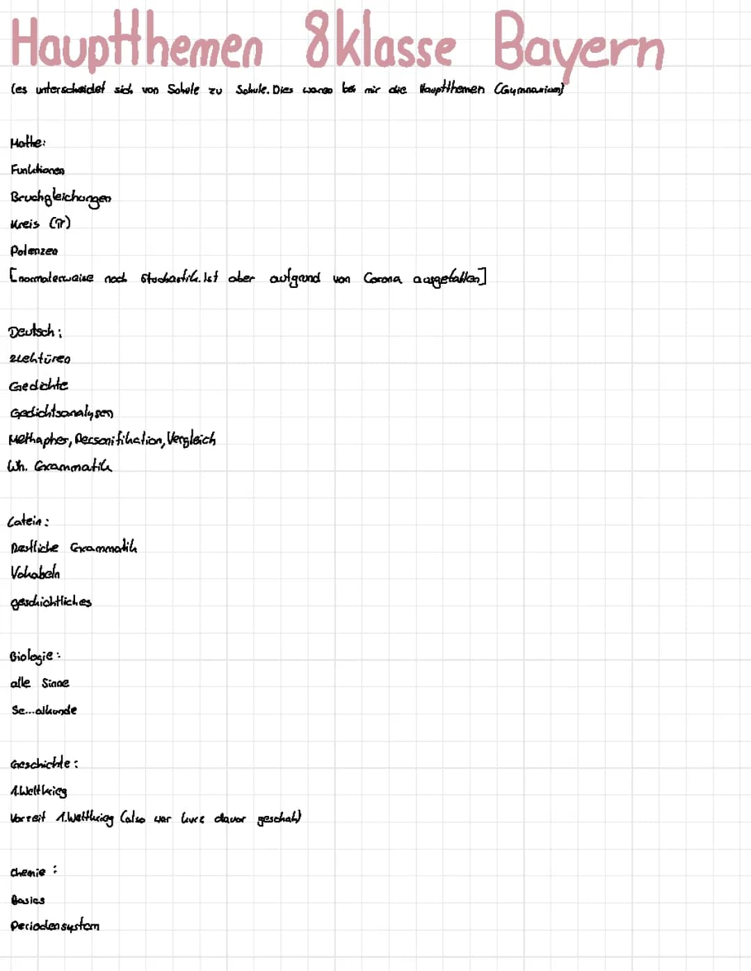 Lehrplan 8. Klasse Gymnasium Bayern G9 – Schwer Mathe, Physik und Deutsch