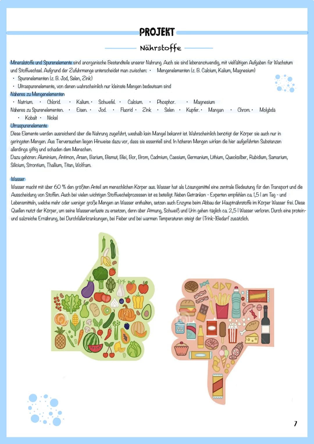 Salma Ajineh
Klasse: 10c
Fach: Biologie
Herr Temirci
Projekt
Ernährung INHALTSVERZEICHNIS
1. Bedeutung der Ernährung.
1.I Was ist eine gesun