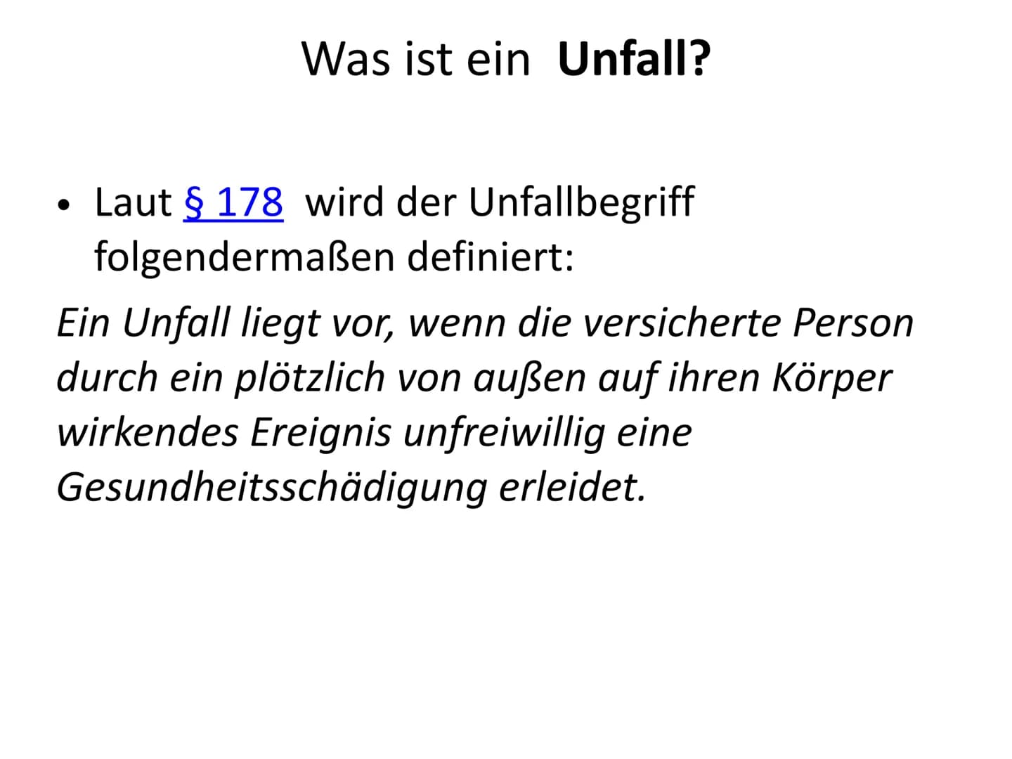 Private Unfallversicherung Gliederung
1. Was ist eine private Unfallversicherung?
2. Was ist ein Unfall?
3. Kosten
4. Invaliditätsleistung
5