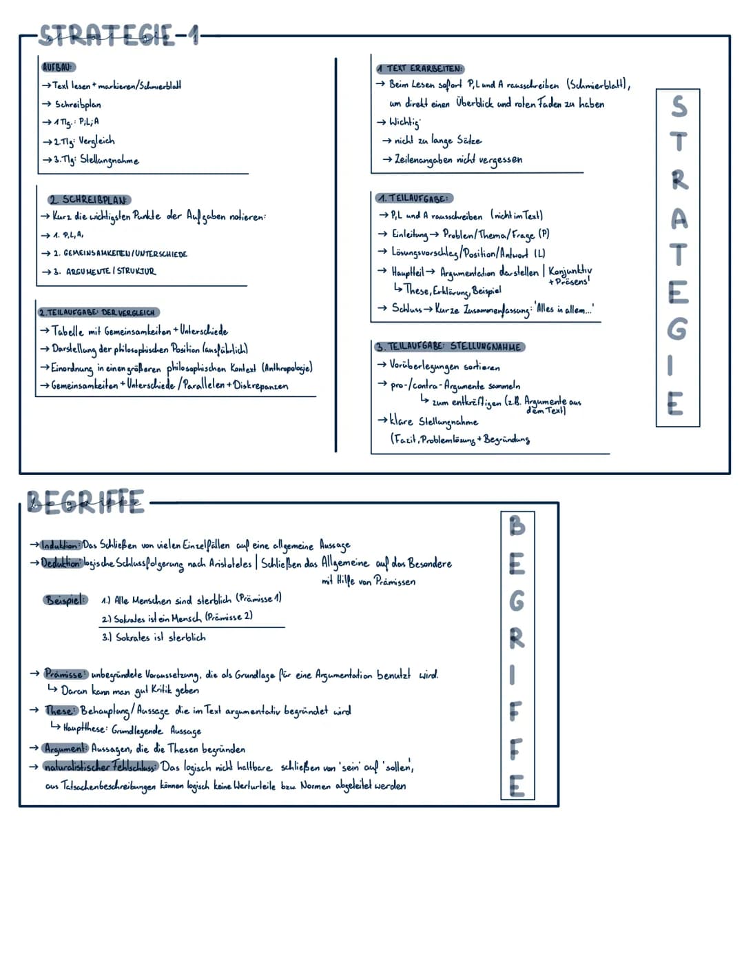 -STRATEGIE-1-
AUFBAU
→Text lesen markieren/Schmierblatt
→>> Schreibplan
→1 Tlg.: P;L; A
2. Tlg Vergleich
→3. Tlg: Stellungnahme
2. SCHREIBPL
