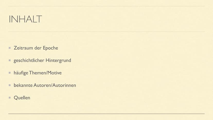 NACHKRIEGSLITERATUR
Literarische Epoche(n) ab 1945 INHALT
Zeitraum der Epoche
geschichtlicher Hintergrund
häufige Themen/Motive
bekannte Aut
